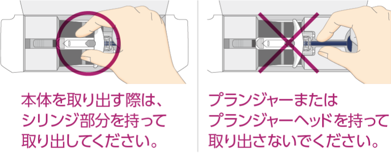 外箱からシリンジを取り出します